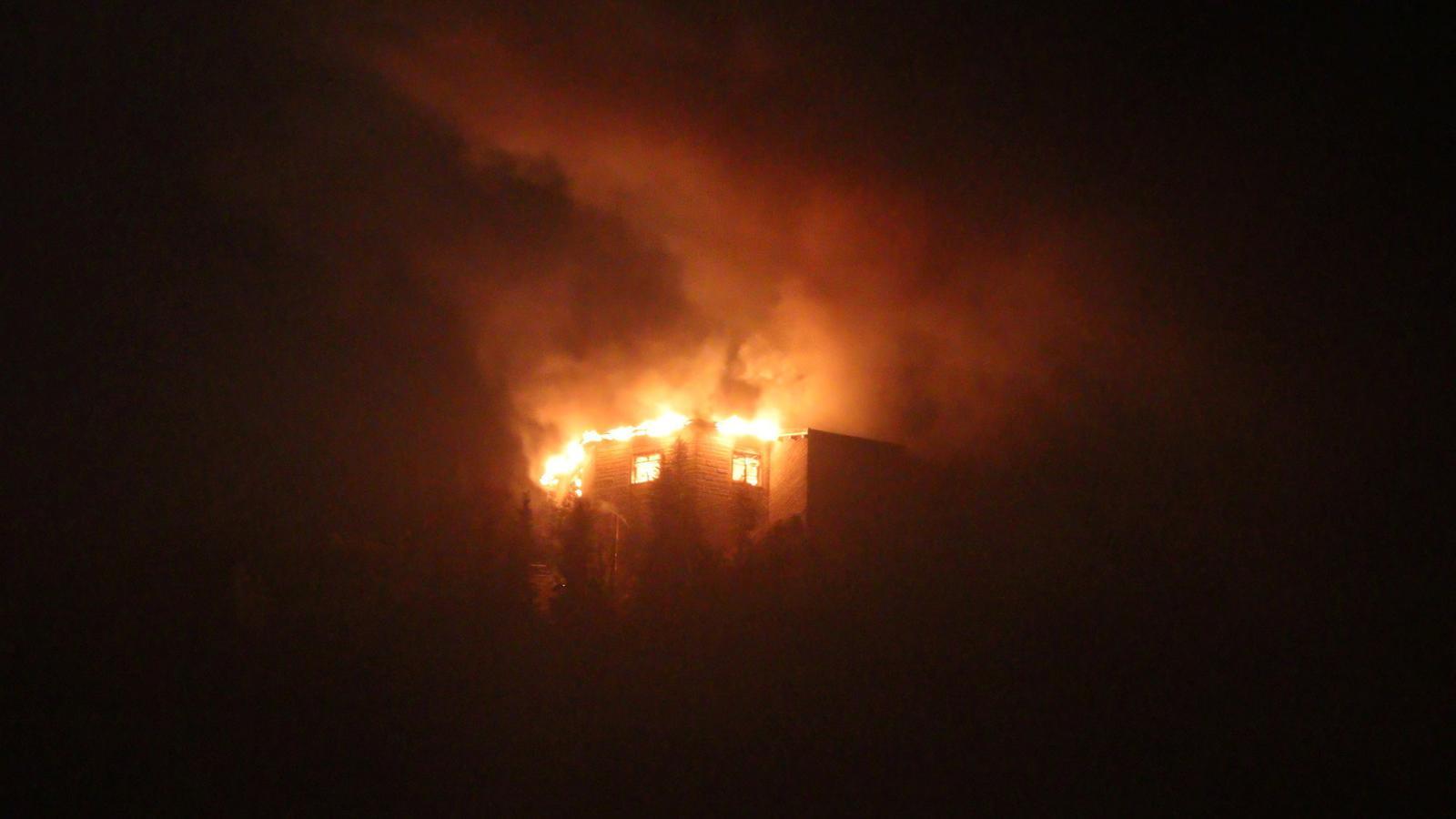 The Eagle's Nest, Hitler's famous mountain residence, swallowed by flames this Friday night.