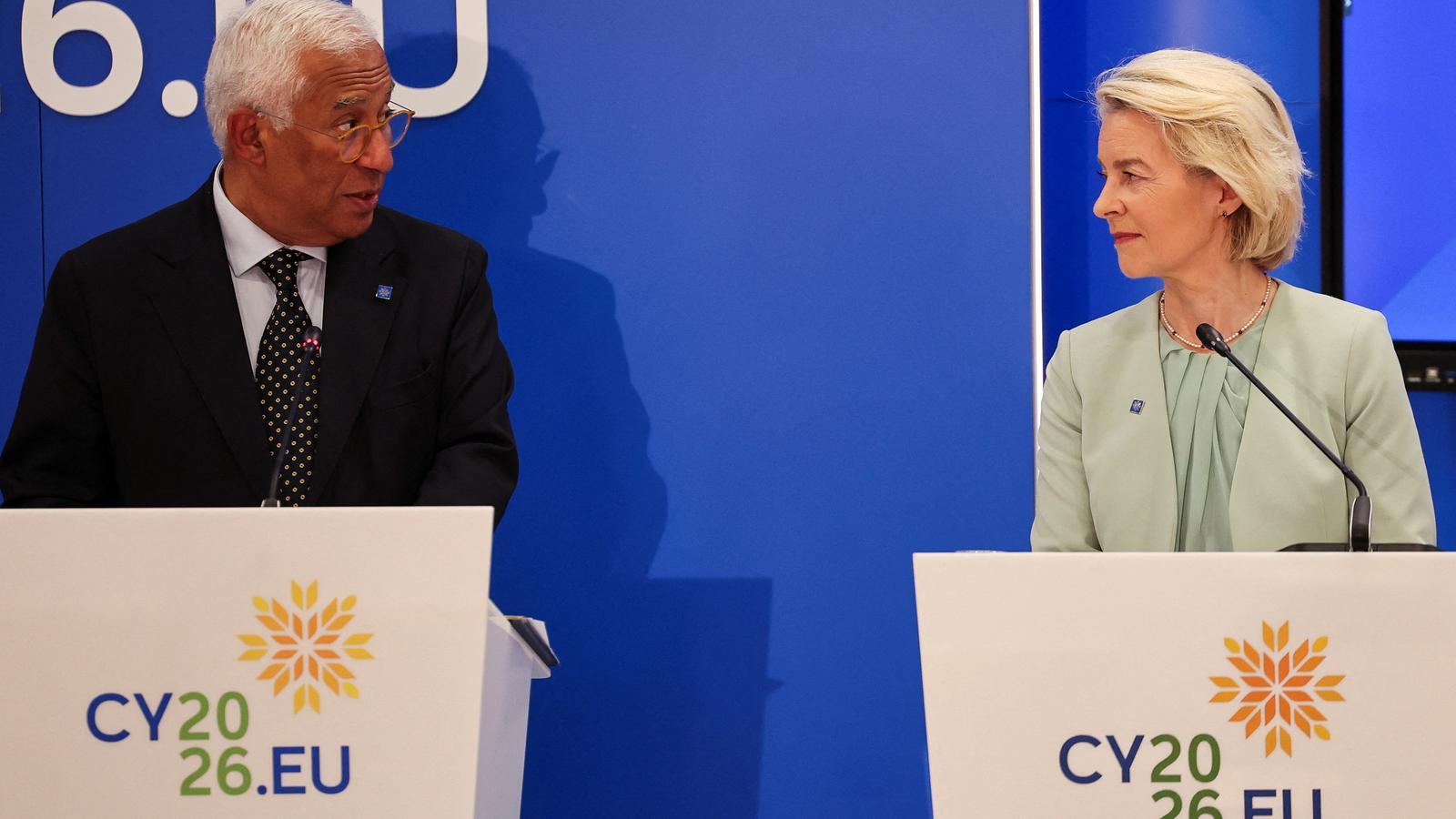 El presidente del Consejo Europeo, António Costa, y la presidenta de la Comisión Europea, Ursula von der Leyen.