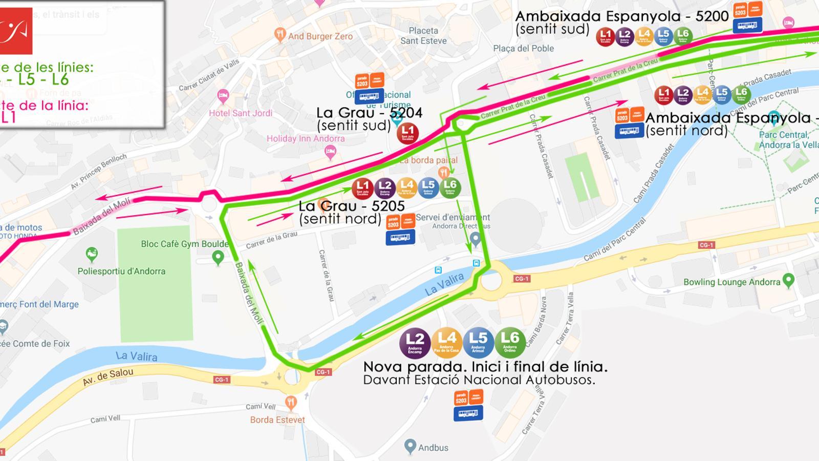 Plànol dels nous trajectes dels autobusos. / COOPERATIVA INTERURBANA