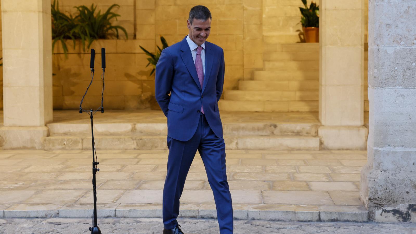 El presidente del gobierno español, Pedro Sánchez, este miércoles en Palma de Mallorca