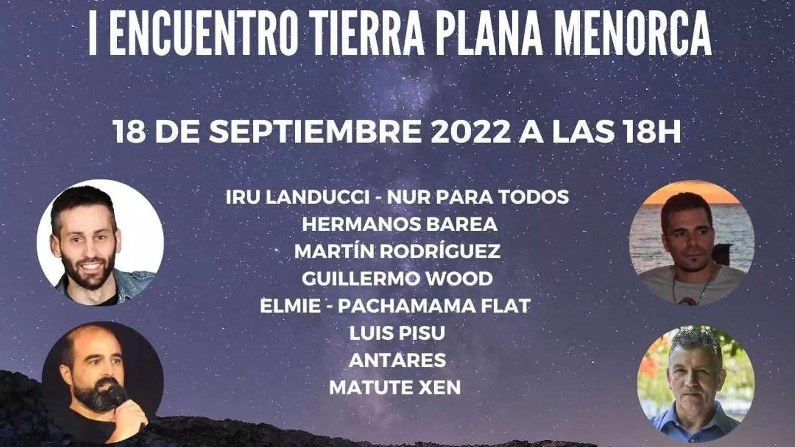 Cartell del 'I Encuentro Tierra Plana Menorca' del 18 de setembre a les 18h.