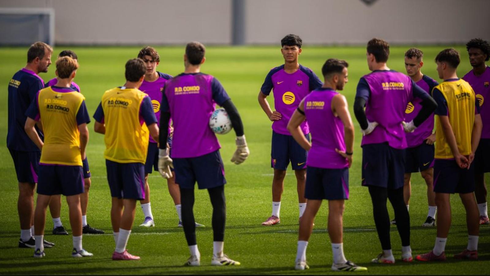 Barça players during a recent training session at the Joan Gamper Sports City.