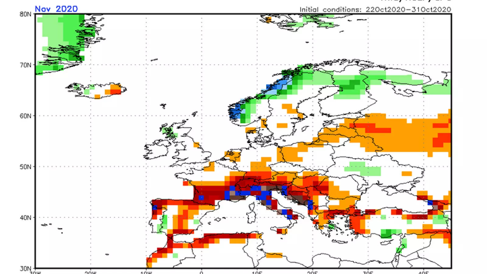 Anomalia de la pluja prevista pel novembre