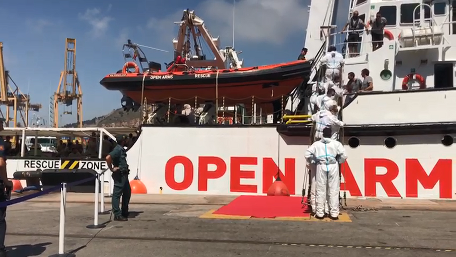 Images of the landing of the ship 'Open Arms' at the Port of Barcelona. / OPEN ARMS