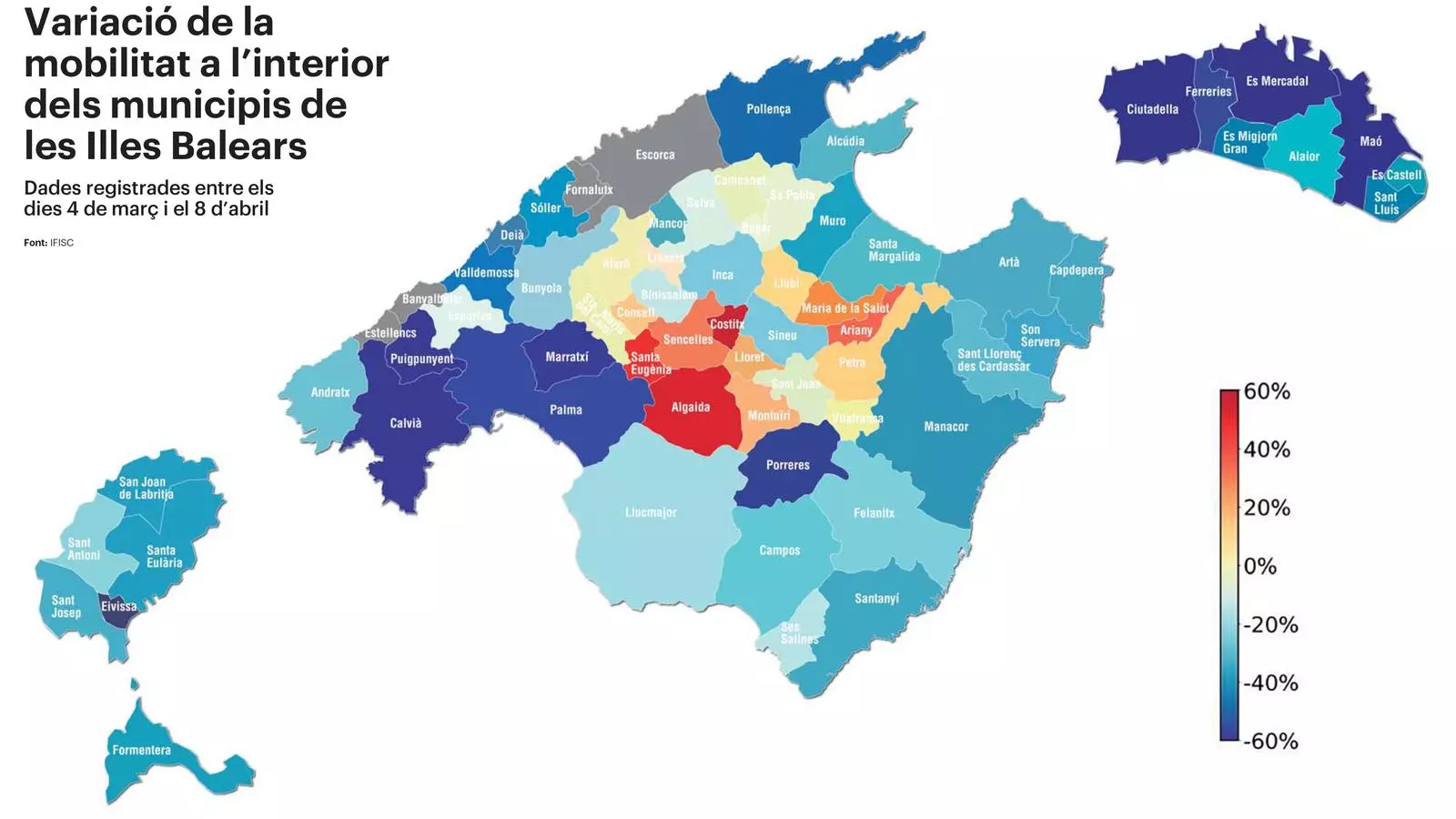 Dades registrades entre els dies 4 de març i 8 d’abril Els pobles d’interior, rècord en desplaçaments durant el confinament