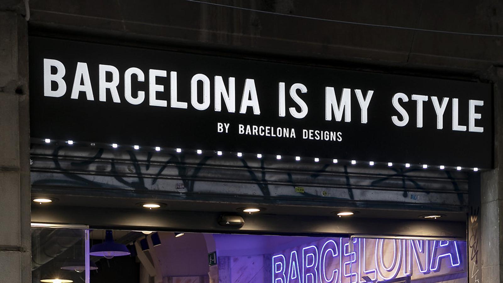 Few shops on the Rambla are labelled in Catalan.