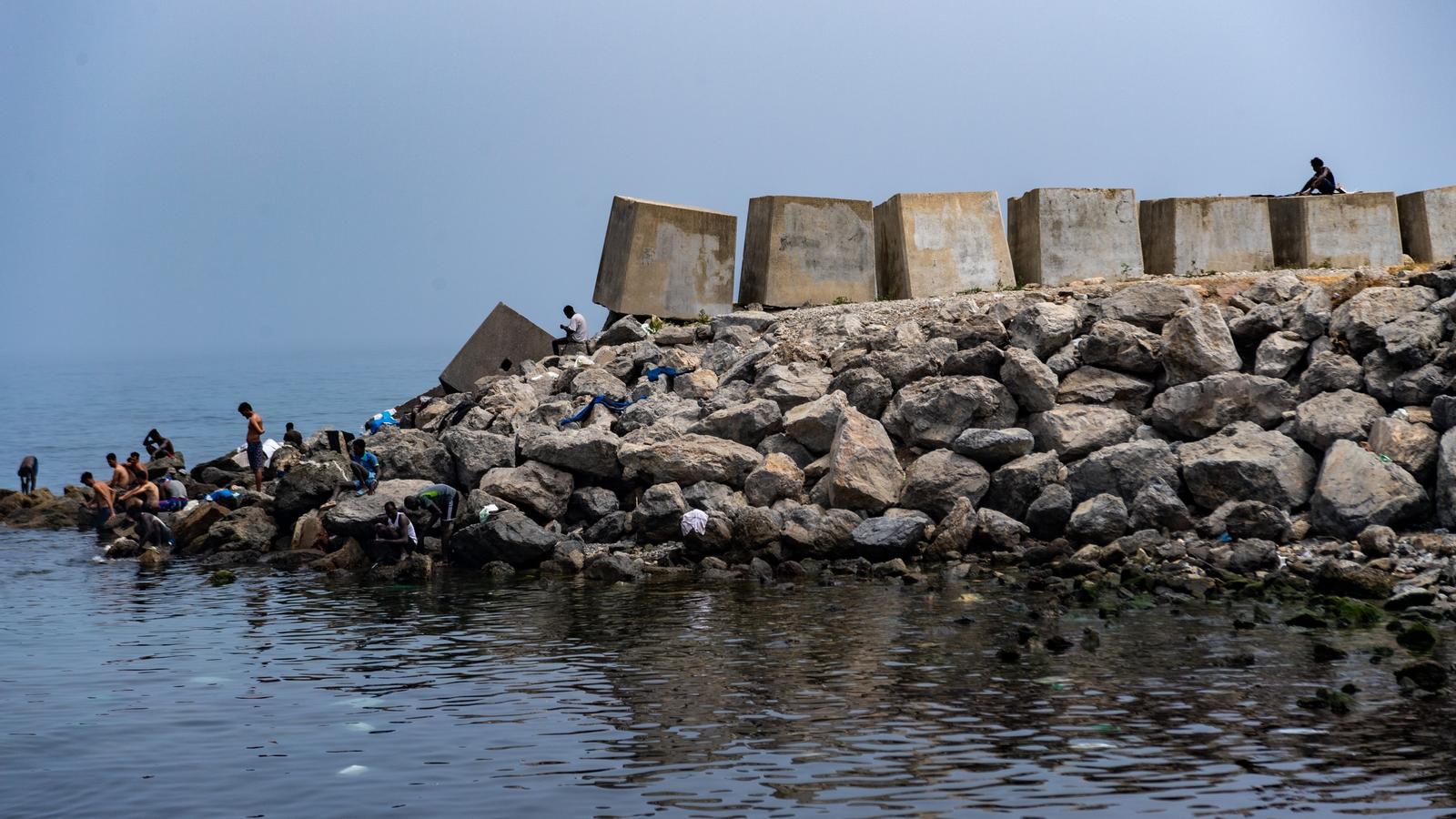 The jetty of the Trampoline beach of Ceuta.