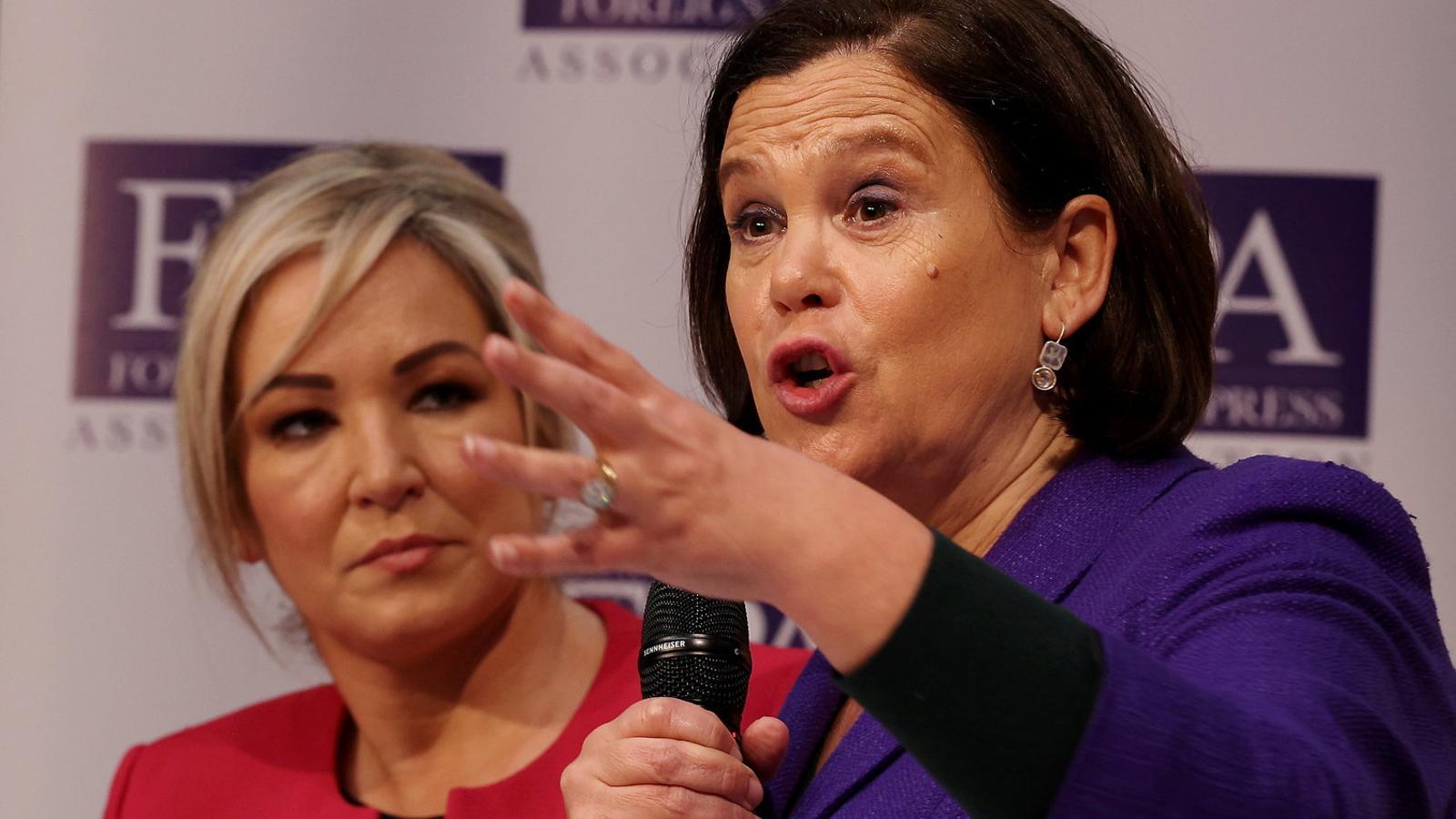 Sinn Féin's Michelle O'Neill and Mary Lou McDonald in London yesterday.