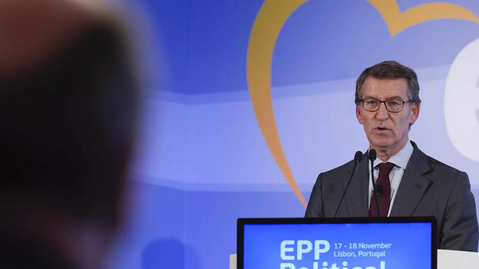 El líder del PP, Alberto Núñez Feijóo, en un fòrum del PP europeu a Lisboa
