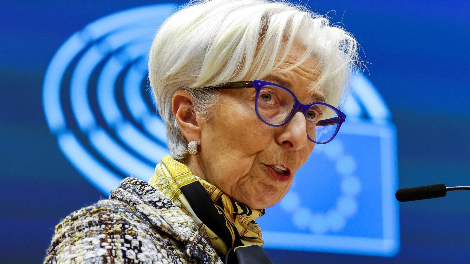 Christine Lagarde, presidenta del BCE, aquest dilluns a l’Eurocambra.