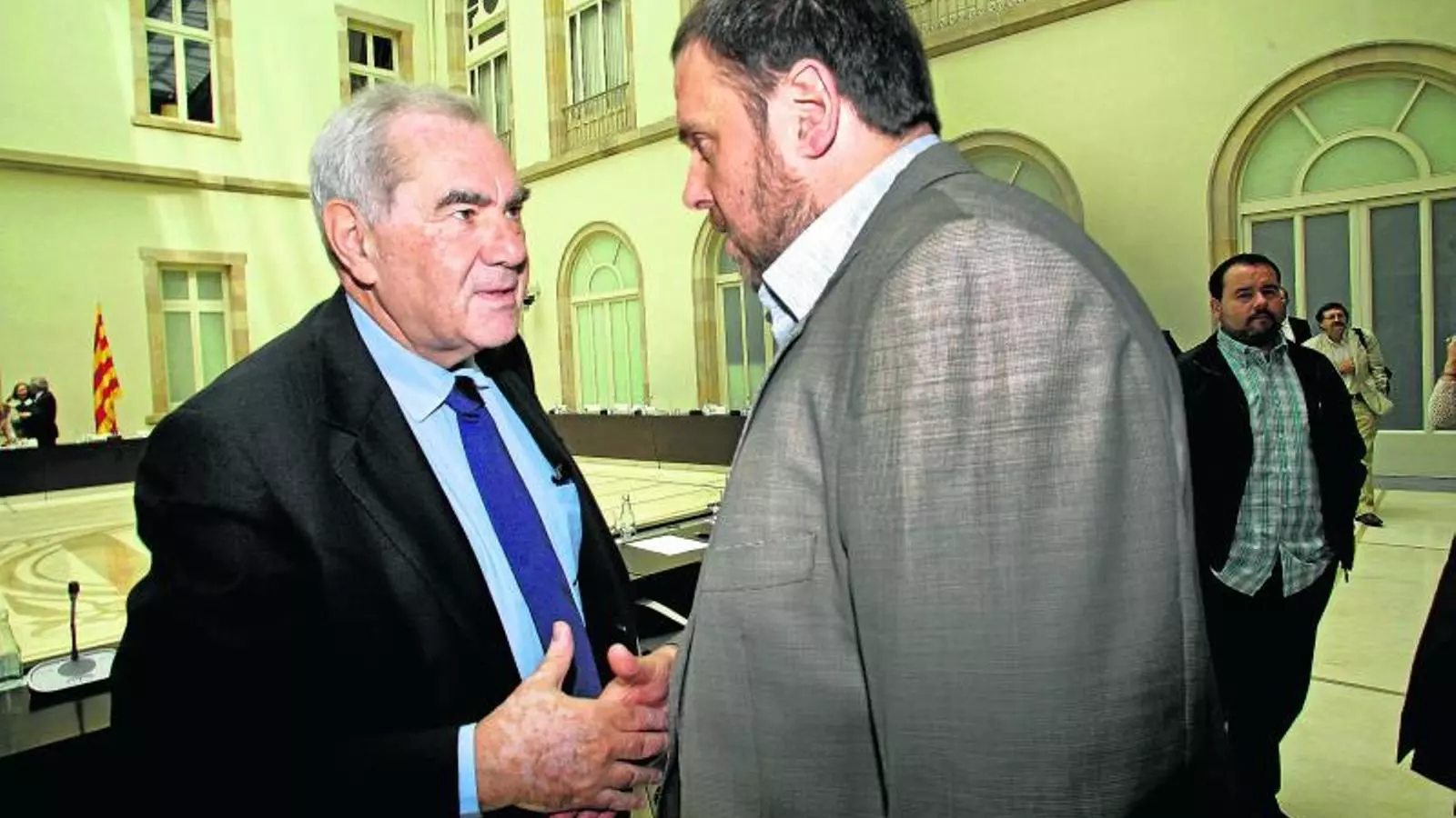 SUPORT PLE A LA CONSULTA Ernest Maragall i Junqueras coincideixen a les reunions del Pacte pel Dret a Decidir.
