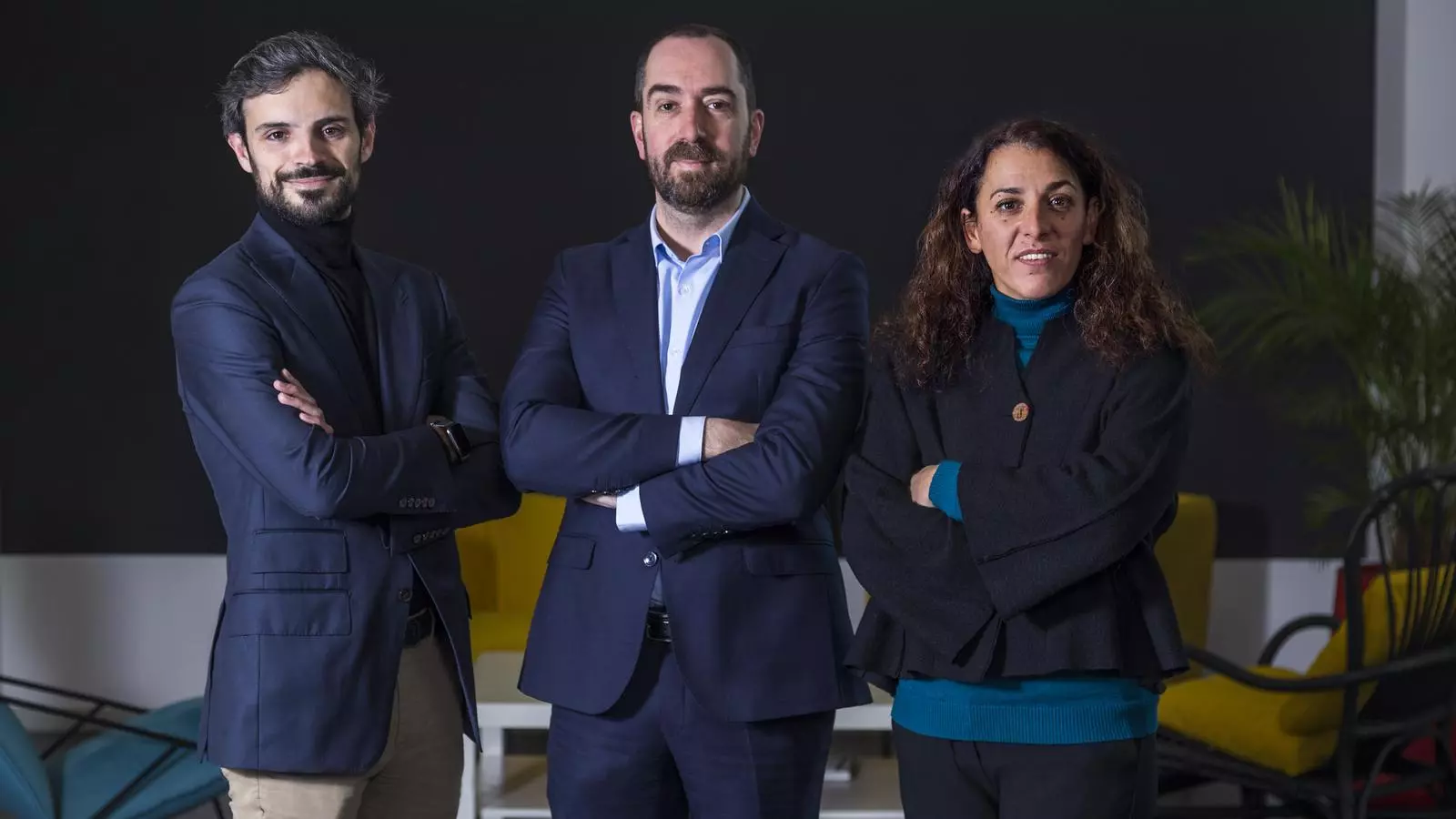 El director de negoci d'SpliceBio, Gerard Caelles; el conseller delegat, Miquel Vila-Perelló; i la directora de tecnologia, Silvia Frutos.