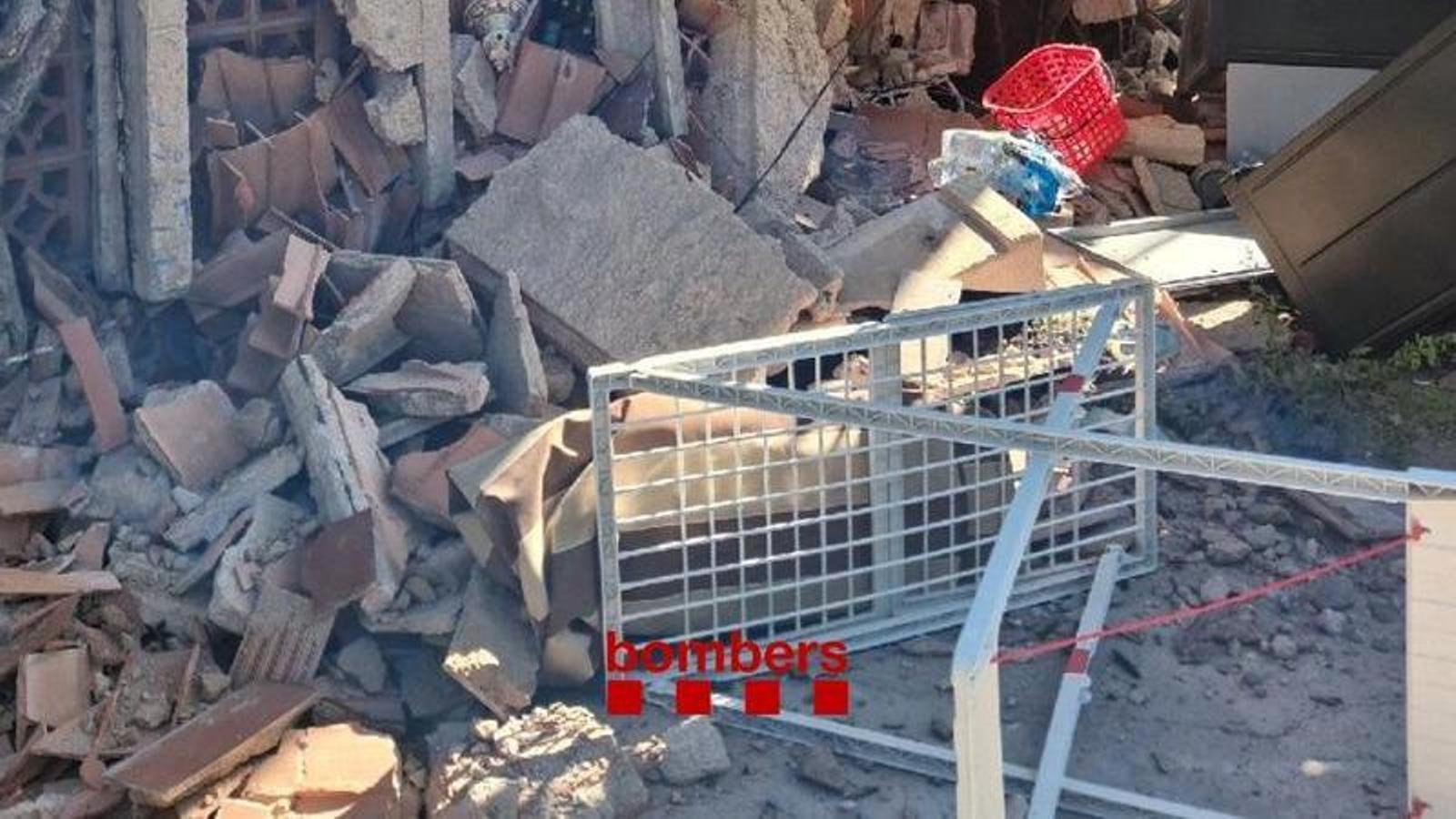Aspect of how the damaged building has been left in Calafell.
