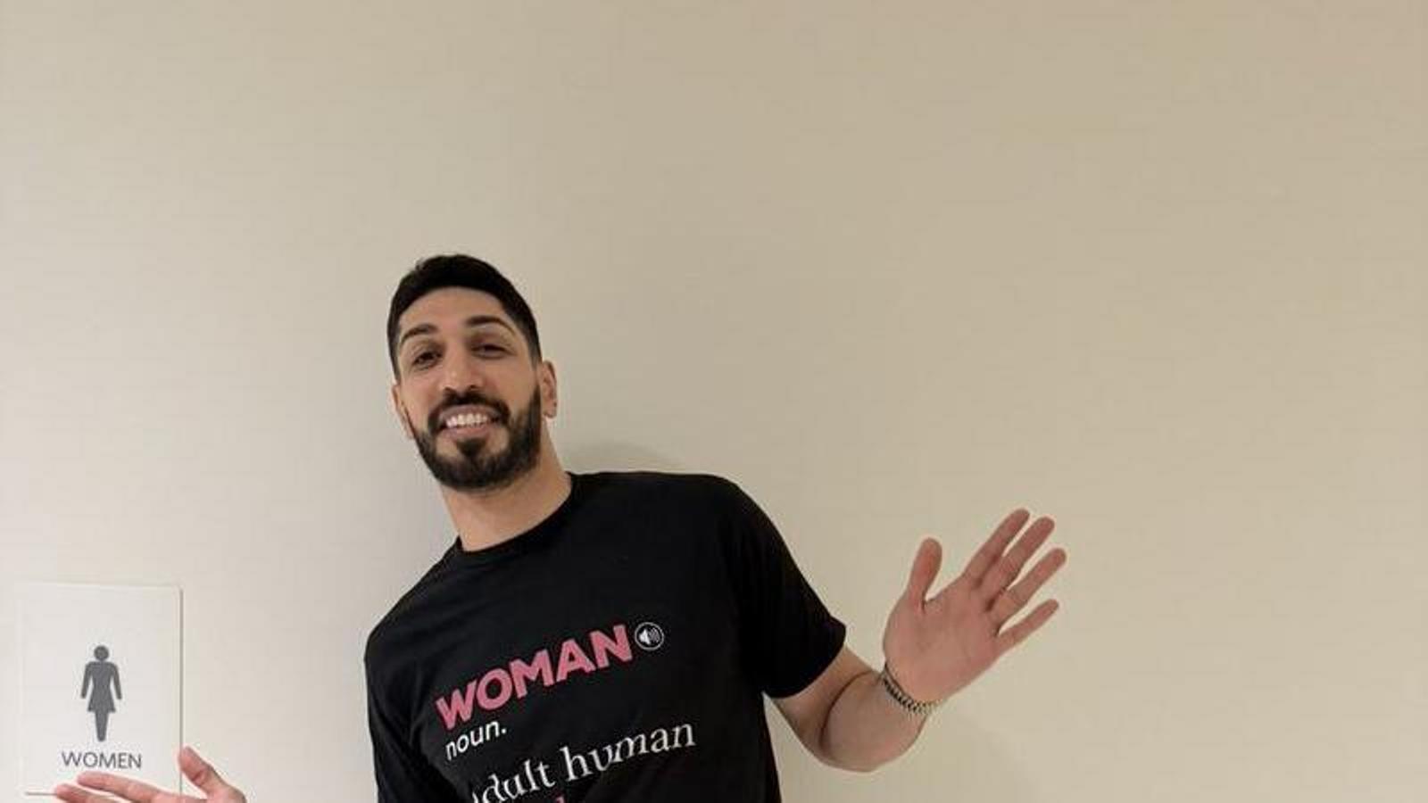 Enes Kanter with the controversial t-shirt.