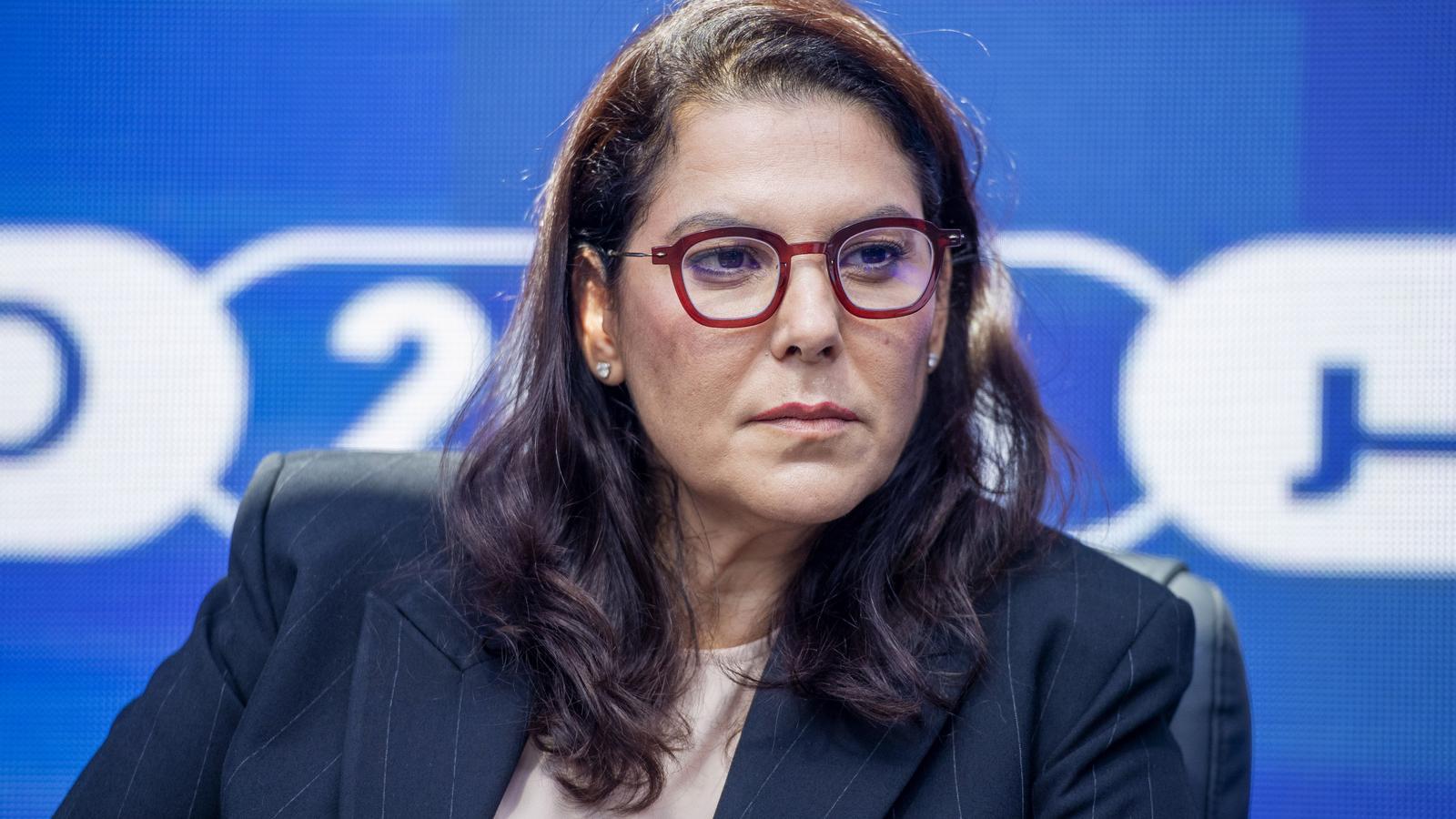The national coordinator of the Authenticity and Modernity Party (PAM), Fatima-Zahra Mansouri, during the press conference in Rabat after the victory of her party in the legislative elections of Morocco.