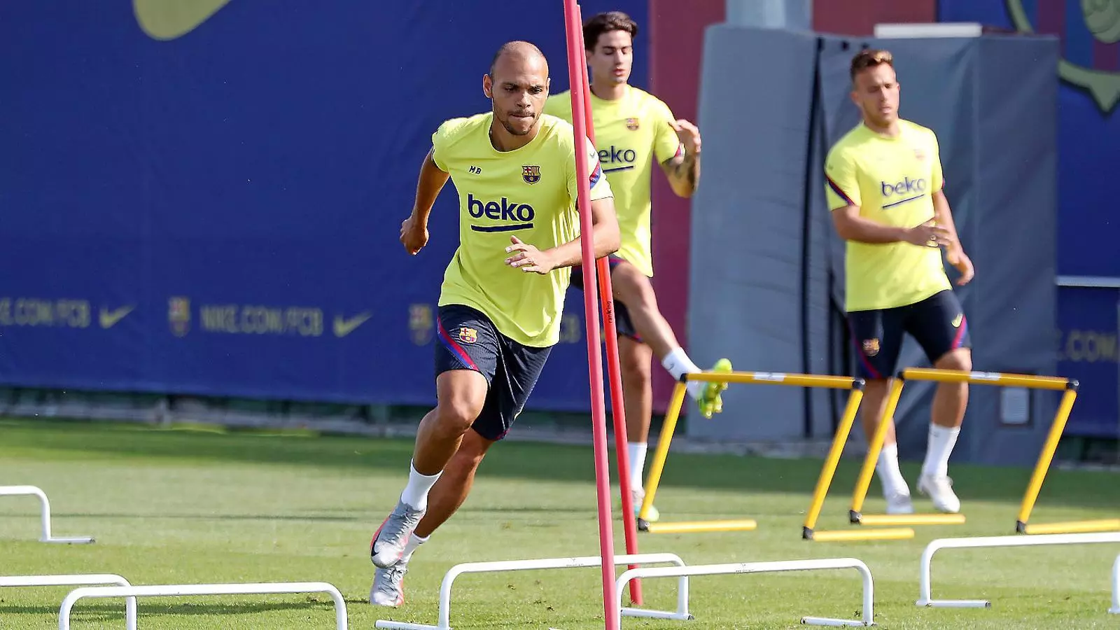 Martin Braithwaite durant l’entrenament d’ahir.