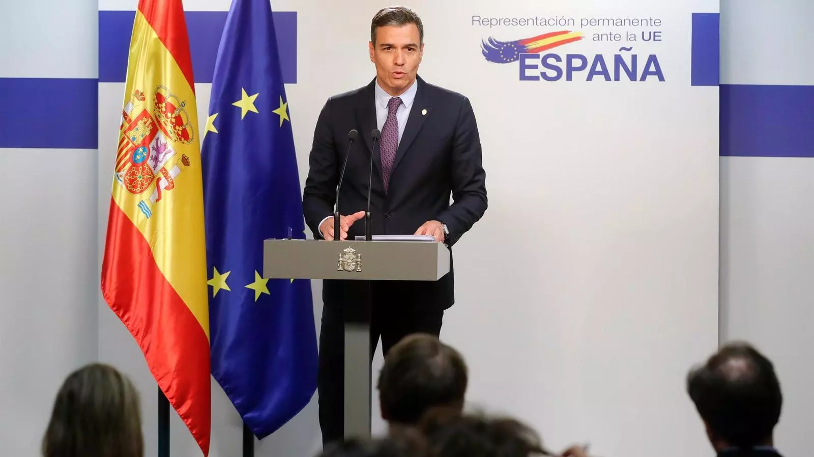 El president del govern espanyol, Pedro Sánchez, en roda de premsa posterior al consell europeu d'aquest divendres.