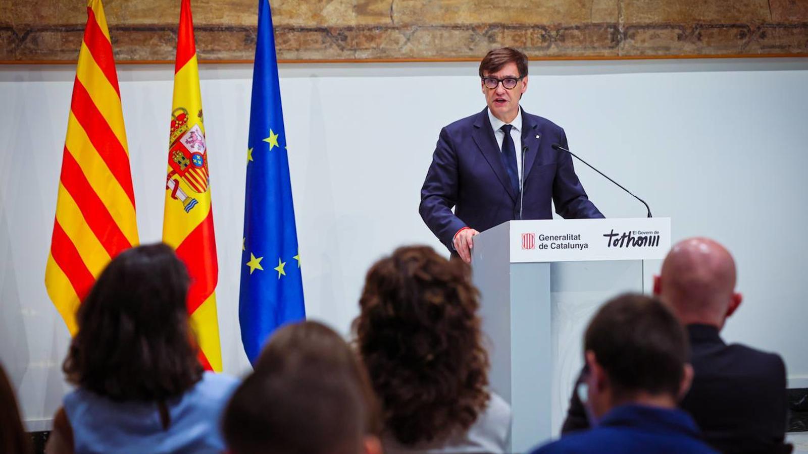 The president of the Generalitat, Salvador Illa, in the appearance of this Friday, in which he has not accepted questions.