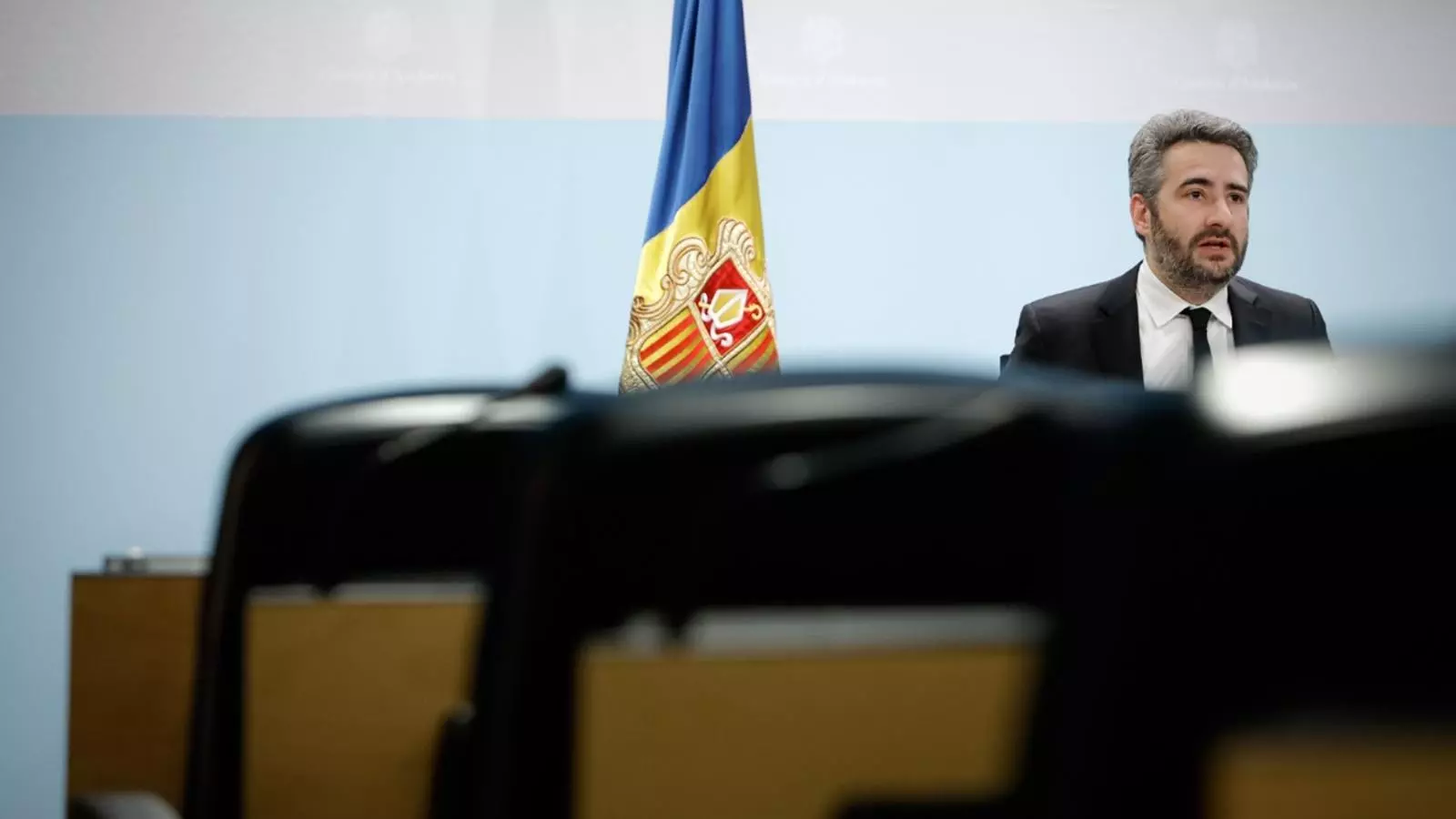 El ministre portaveu, Eric Jover, durant la roda de premsa posterior al consell de ministres d'aquest dimecres.