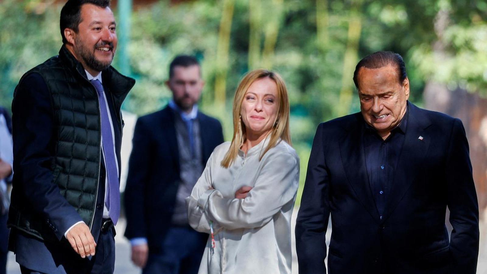 Silvio Berlusconi amb Matteo Salvini o Giorgia Meloni avui a Roma