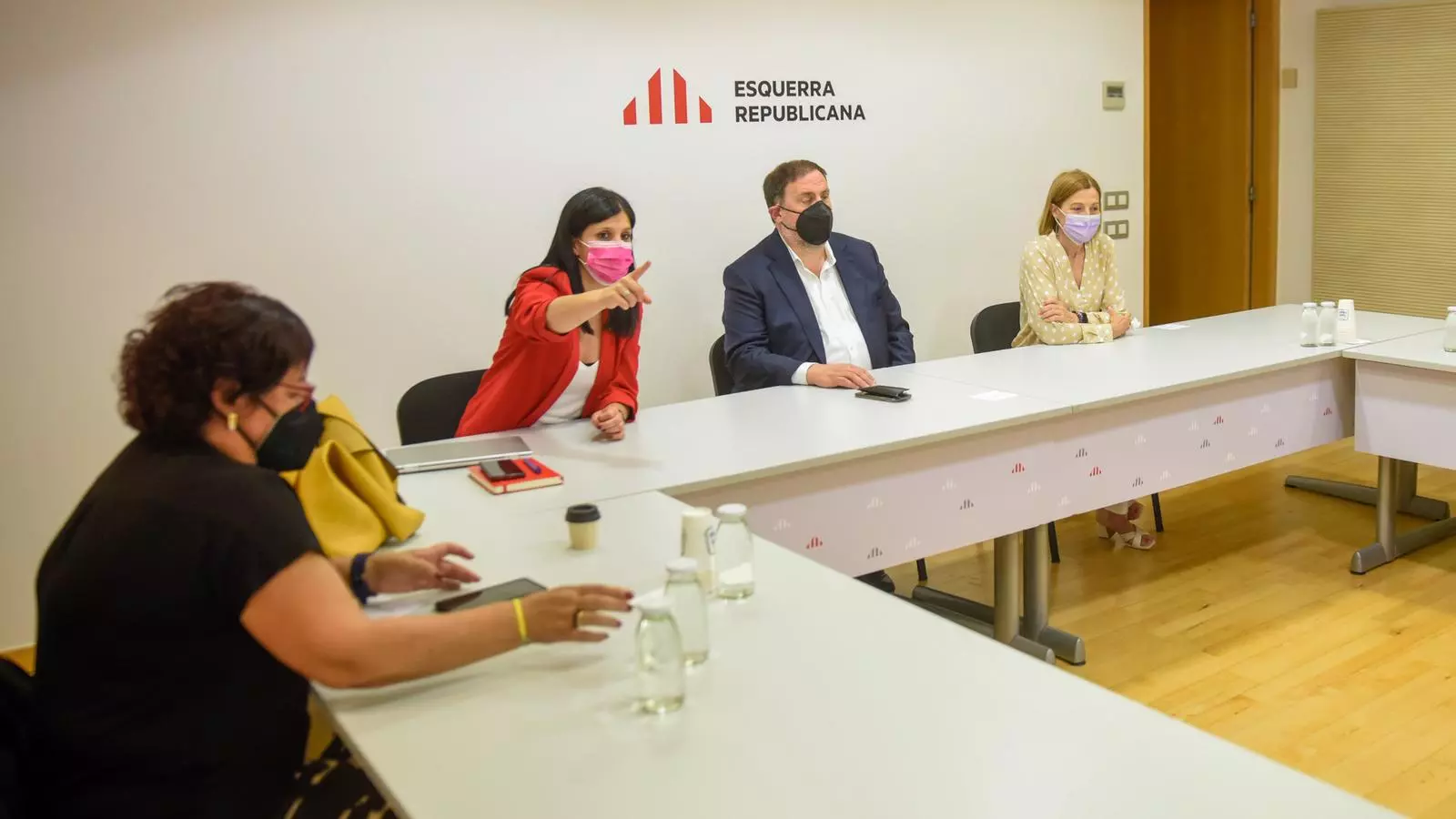 Dolors Bassa, Marta Vilalta, Oriol Junqueras i Carme Forcadell aquest dilluns a la permanent nacional d'ERC.