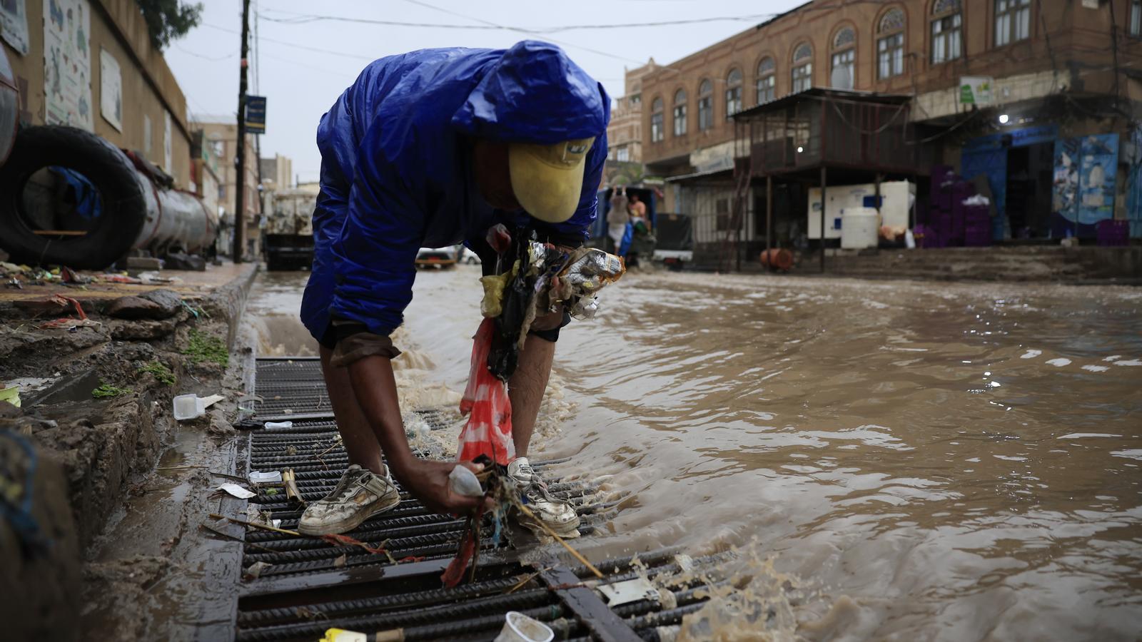 An image of the effects of the floods affecting Sana'a, the capital of Yemen.