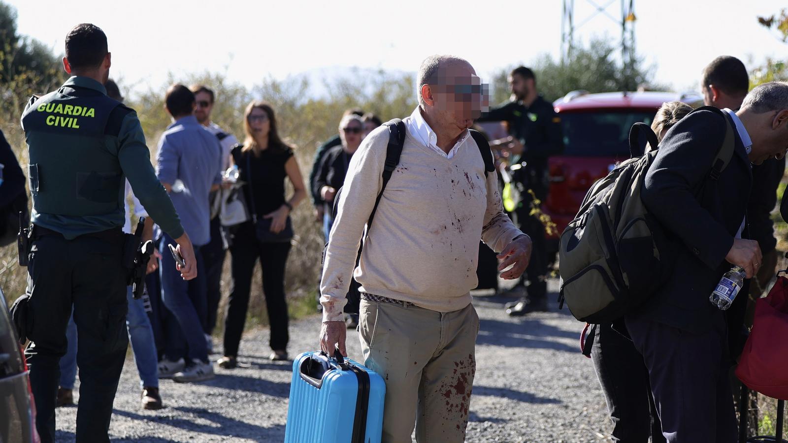 Passengers of the trains involved in an accident in Urda, Toledo, attended to by emergency teams