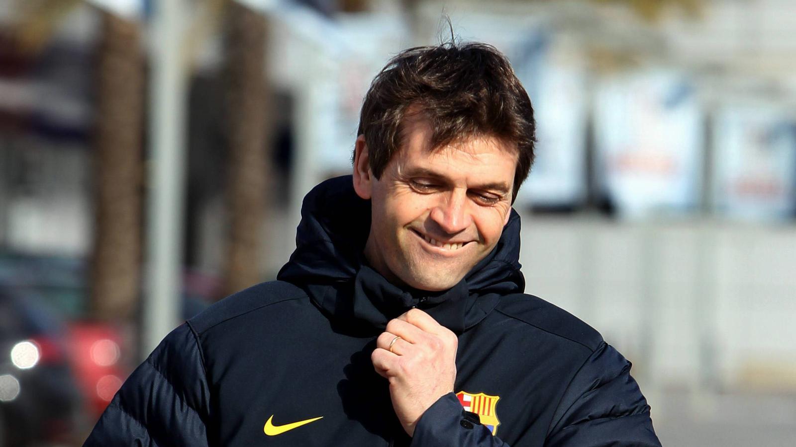 Tito Vilanova arribant a una roda de premsa després que s'anunciés que Pep Guardiola entrenaria al Bayern de Munic. EFE / Toni Albir