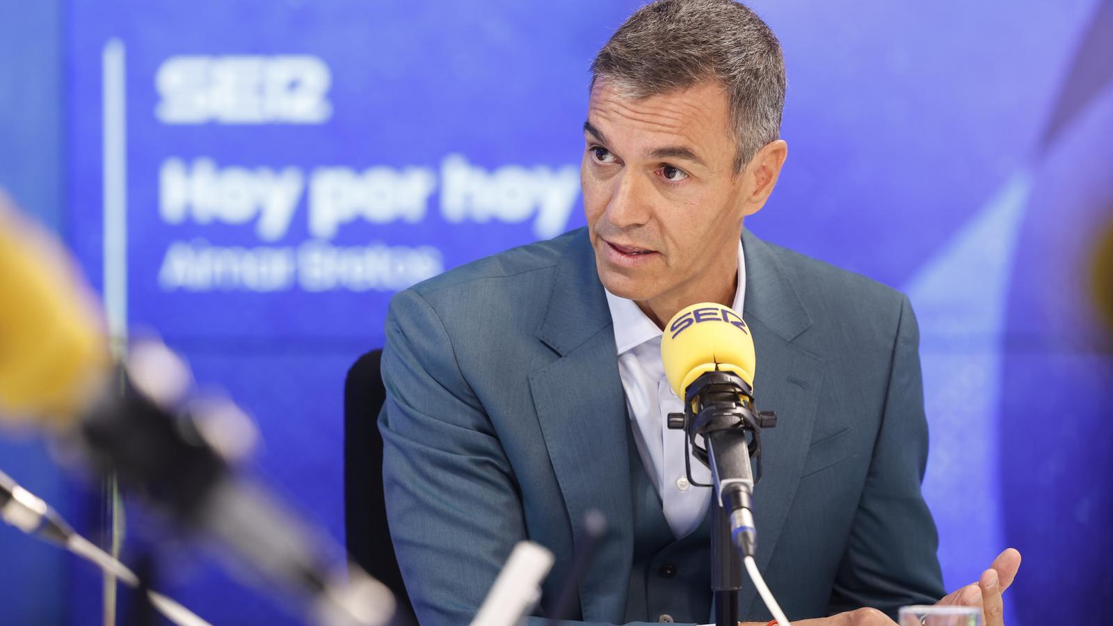 Pedro Sánchez during the interview they did to him this Monday on Ser.