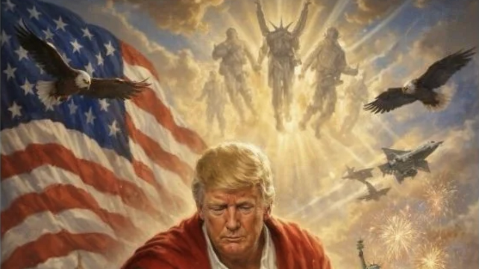 Trump, en una deificació d'ell mateix generada per intel·ligència artificial