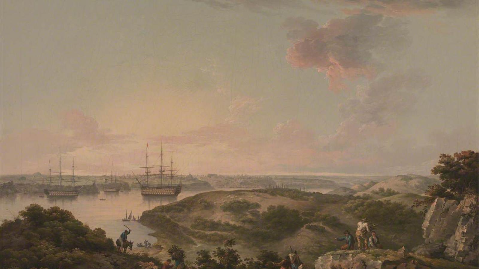 Painting of the port of Mahón in the 18th century.