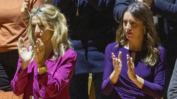 Yolanda Díaz and Irene Montero during the tribute act of Aurora Picornell in Palma last weekend