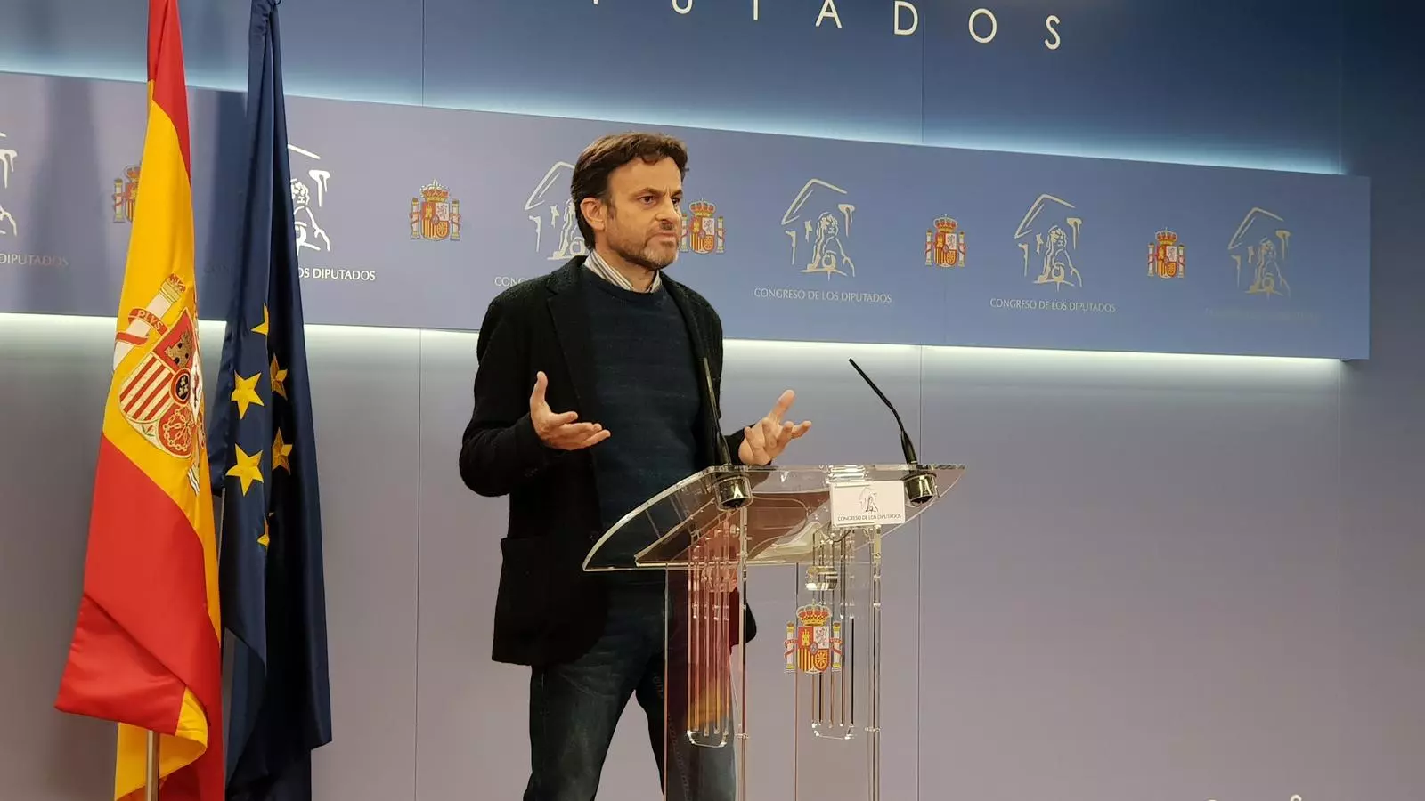 El president d'Unides Podem al Congrés, Jaume Asens, en roda de premsa