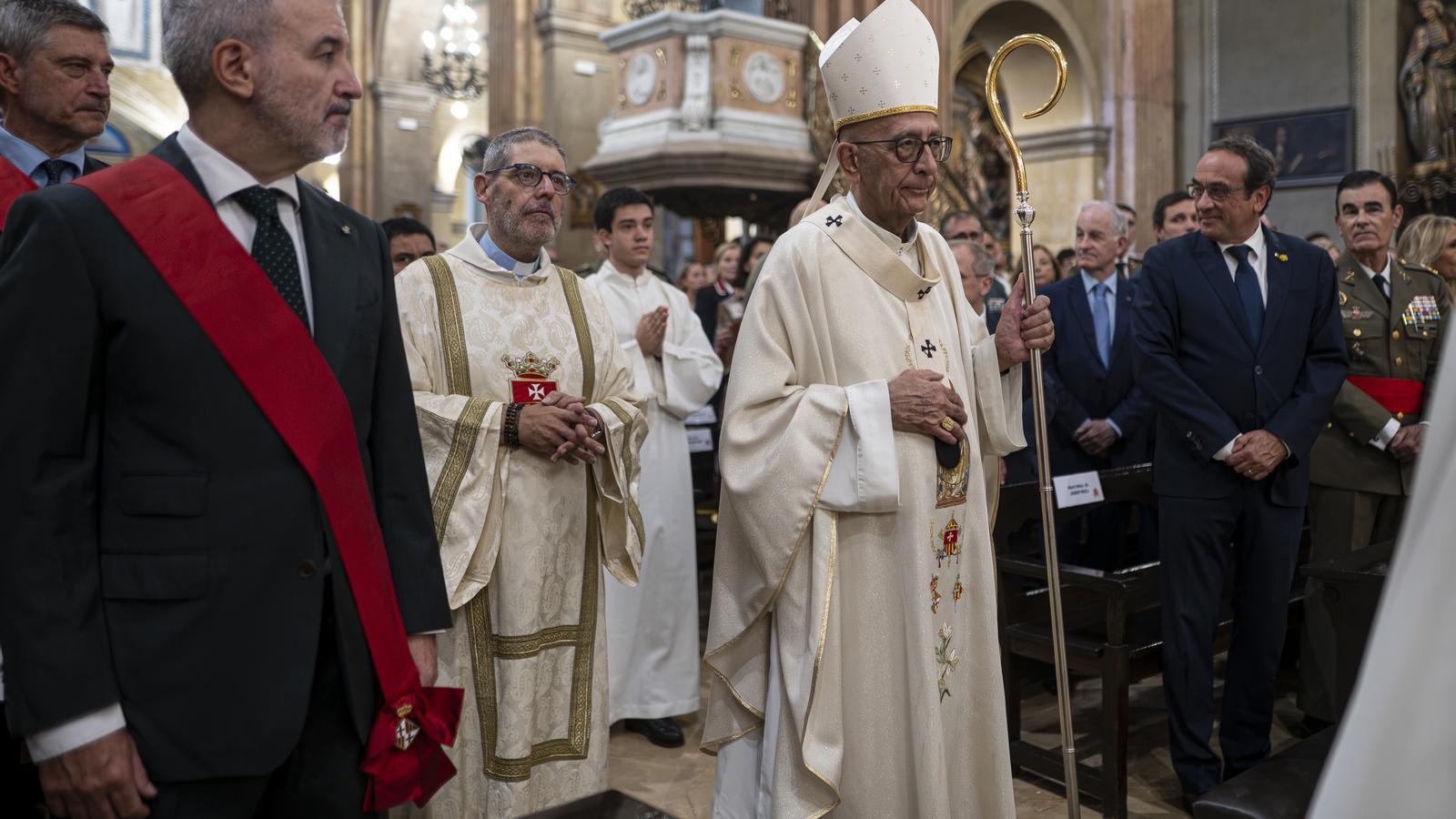 The cardinal archbishop of Barcelona, Joan Josep Omella, celebrating the mass of the Mother of God of Mercy.