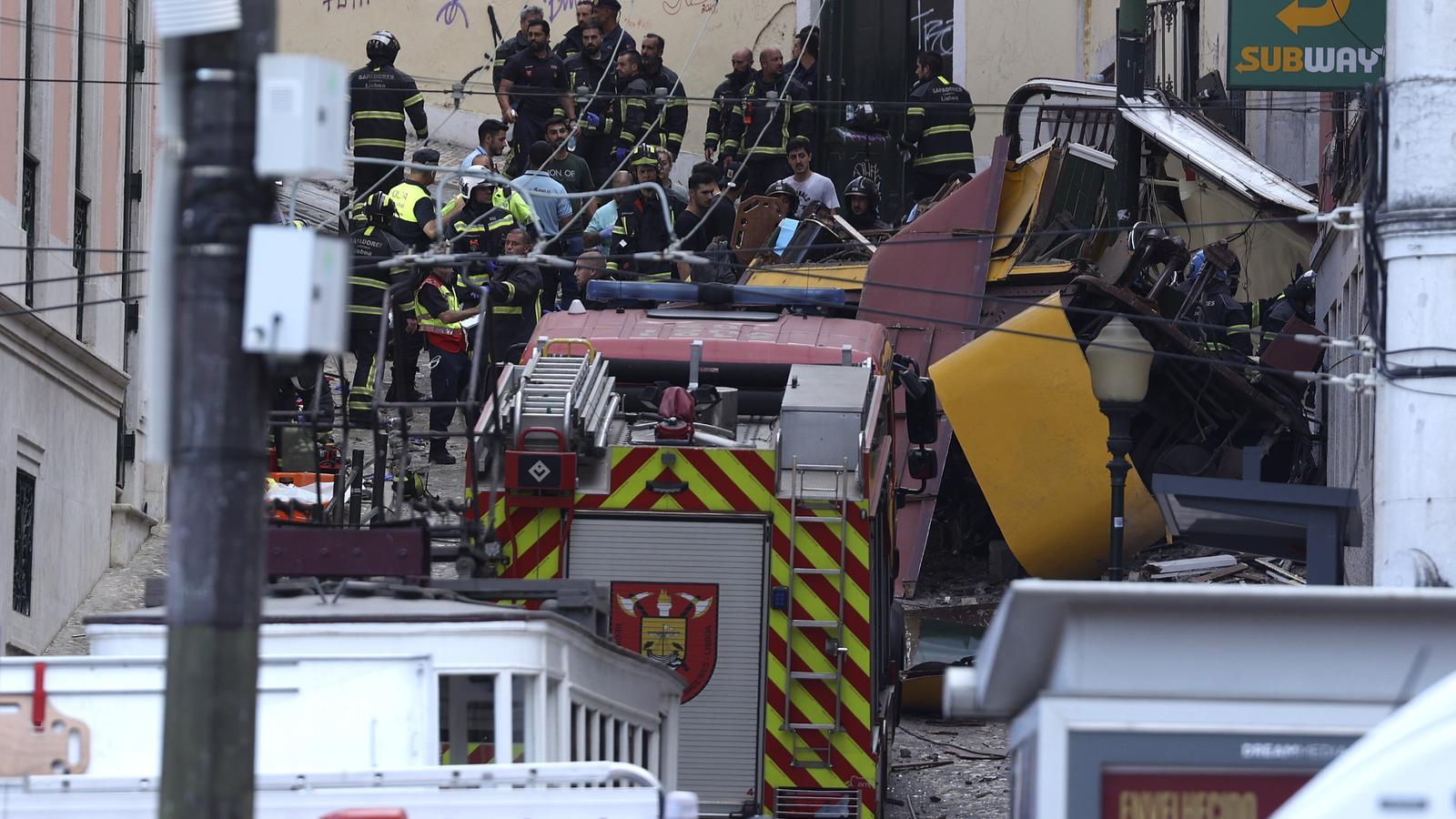Emergency teams working at the accident scene
