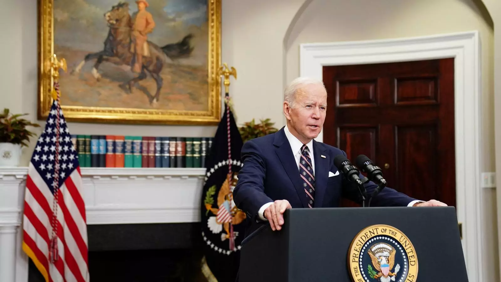 Joe Biden durant la compareixença d'aquest dijous.