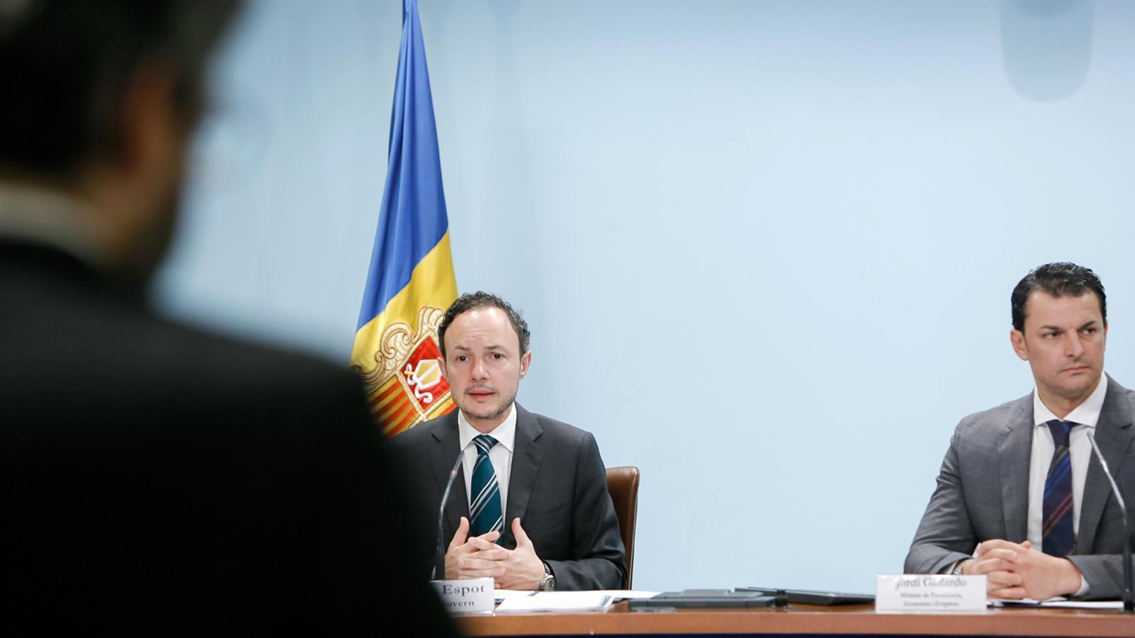 El cap de Govern, Xavier Espot, i el ministre de Presidència, Economia i Empresa, Jordi Gallardo. / SFG