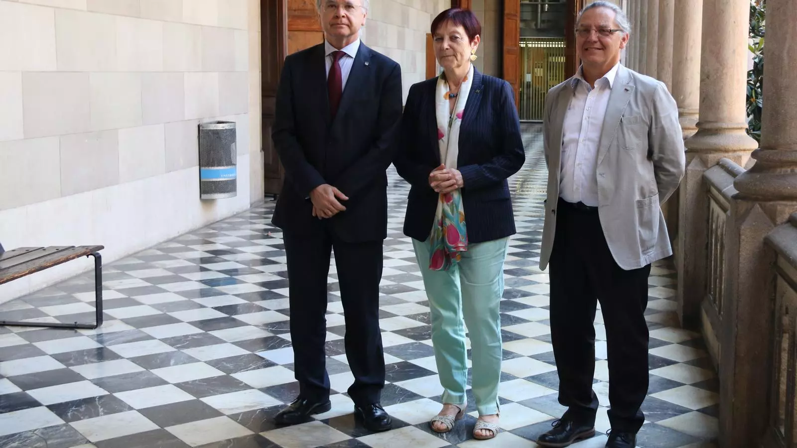 Joan Elias (rector de la UB), Margarida Arboix (rectora de la UAB) i Enric Fossas (rector de la UPC)