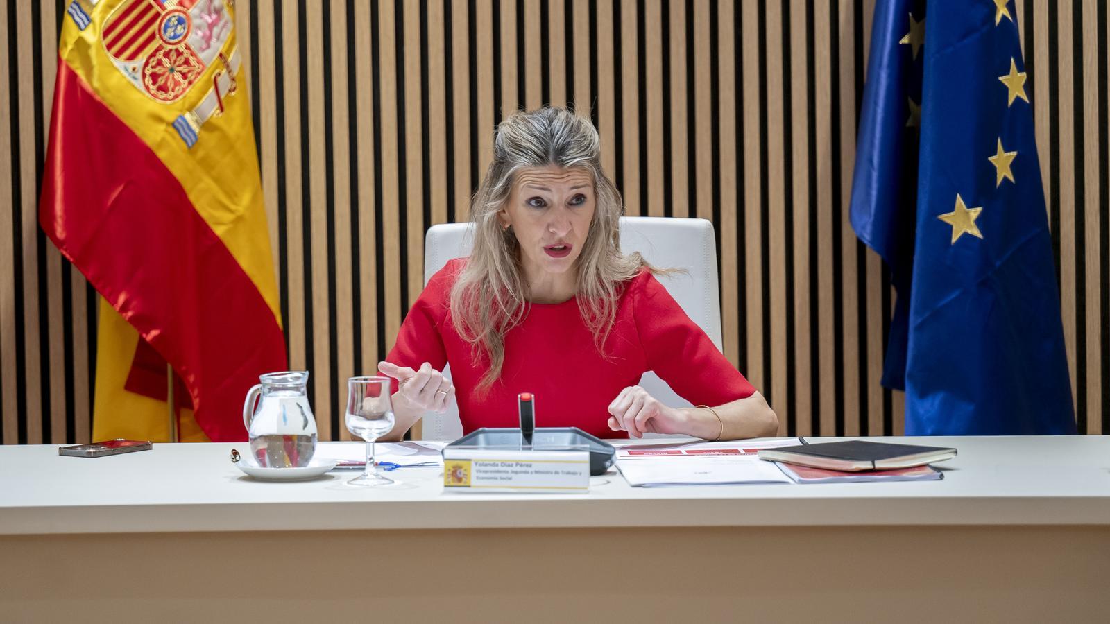 La vicepresidenta segunda y ministra de Trabajo, Yolanda Díaz, este jueves.