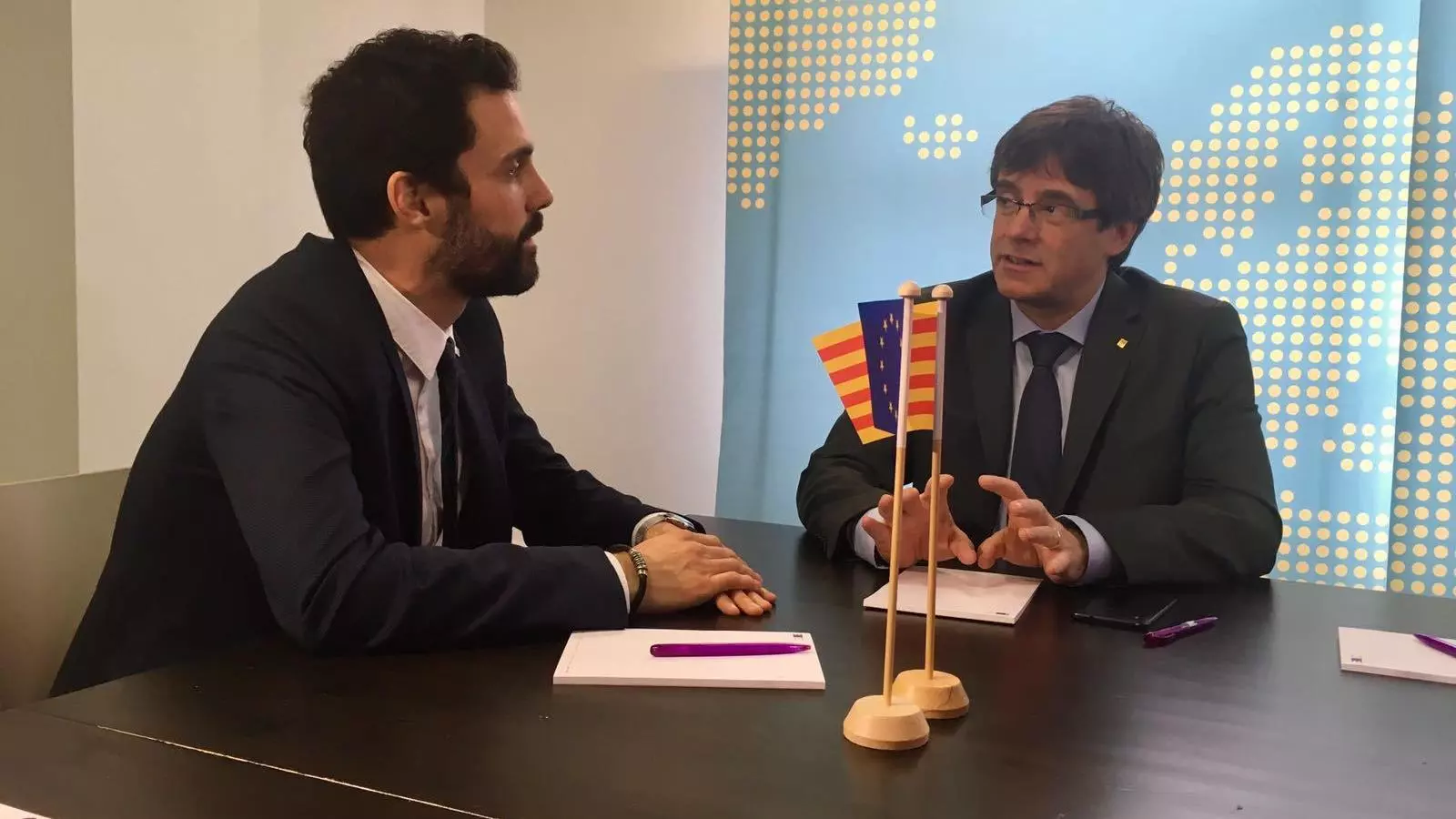 Roger Torrent i Carles Puigdemont, reunits a Brussel·les
