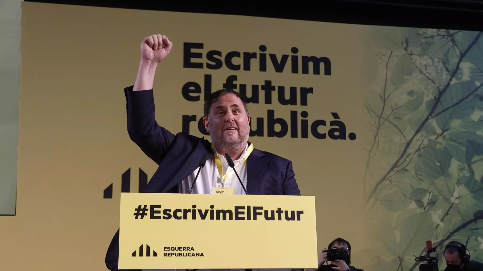 El president d'ERC, Oriol Junqueras, aquest diumenge a la conferència nacional del partit.