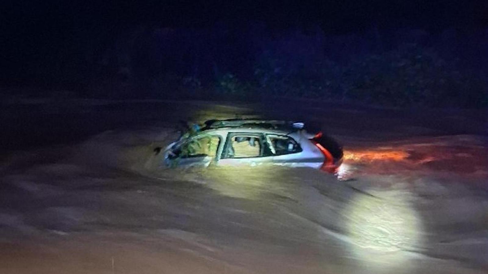 Image of the car of a person who would have been dragged by the stream in Olivella.