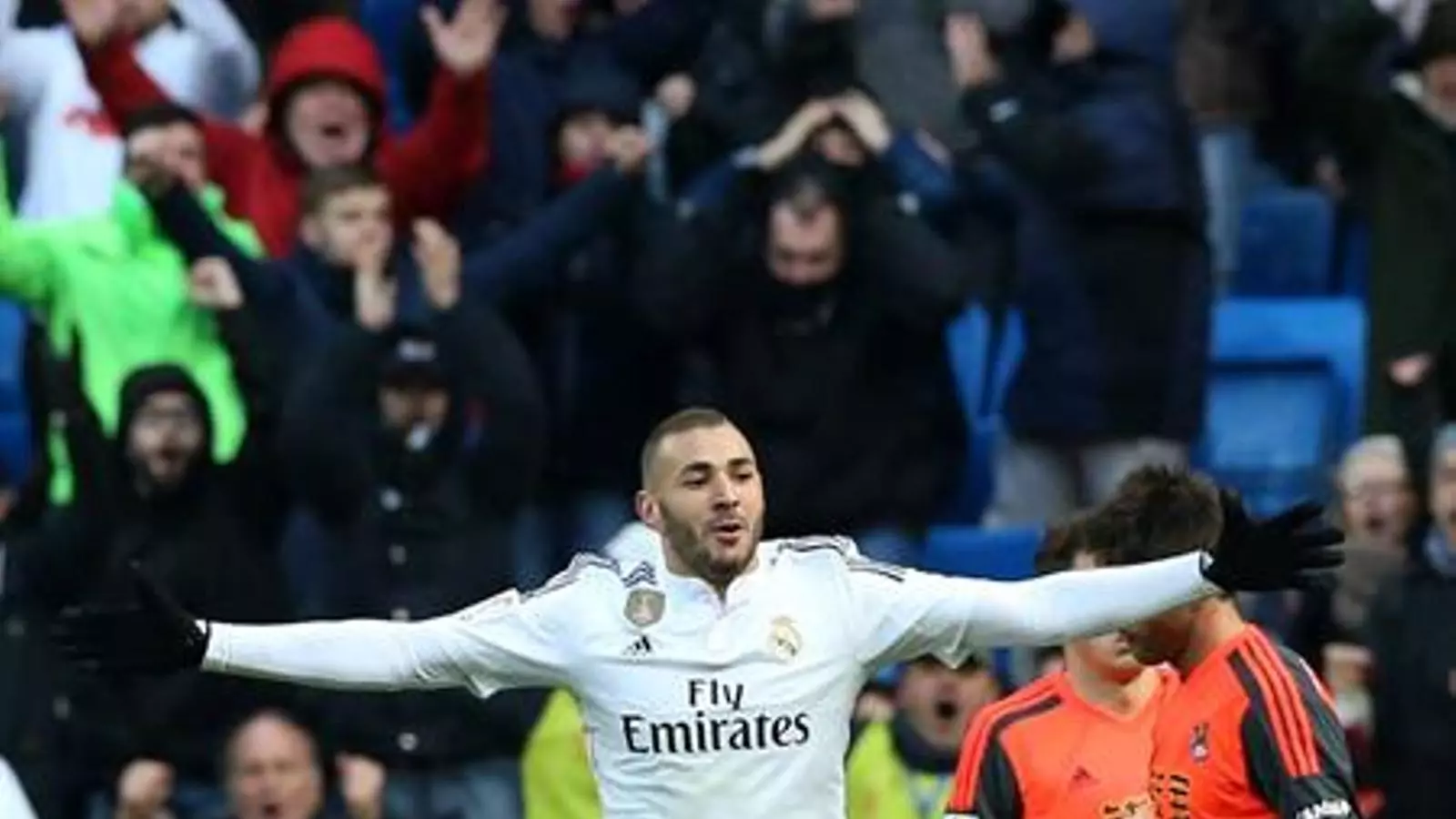 Benzema, celebrant un gol contra la Reial Societat