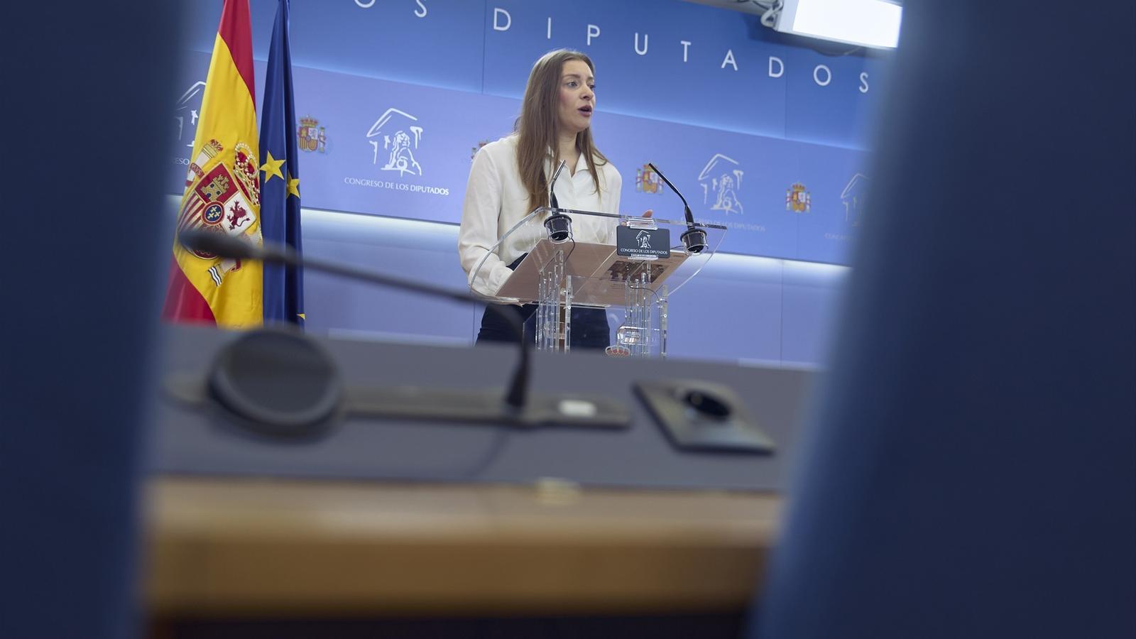 La portavoz del PP en el Congreso, Ester Muñoz, en rueda de prensa en la cámara baja