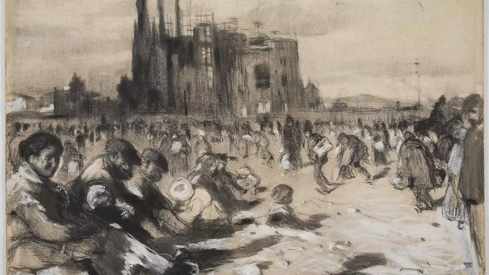 Esbós de 'La caterdal dels pobres' de Joaquim Mir / MNAC