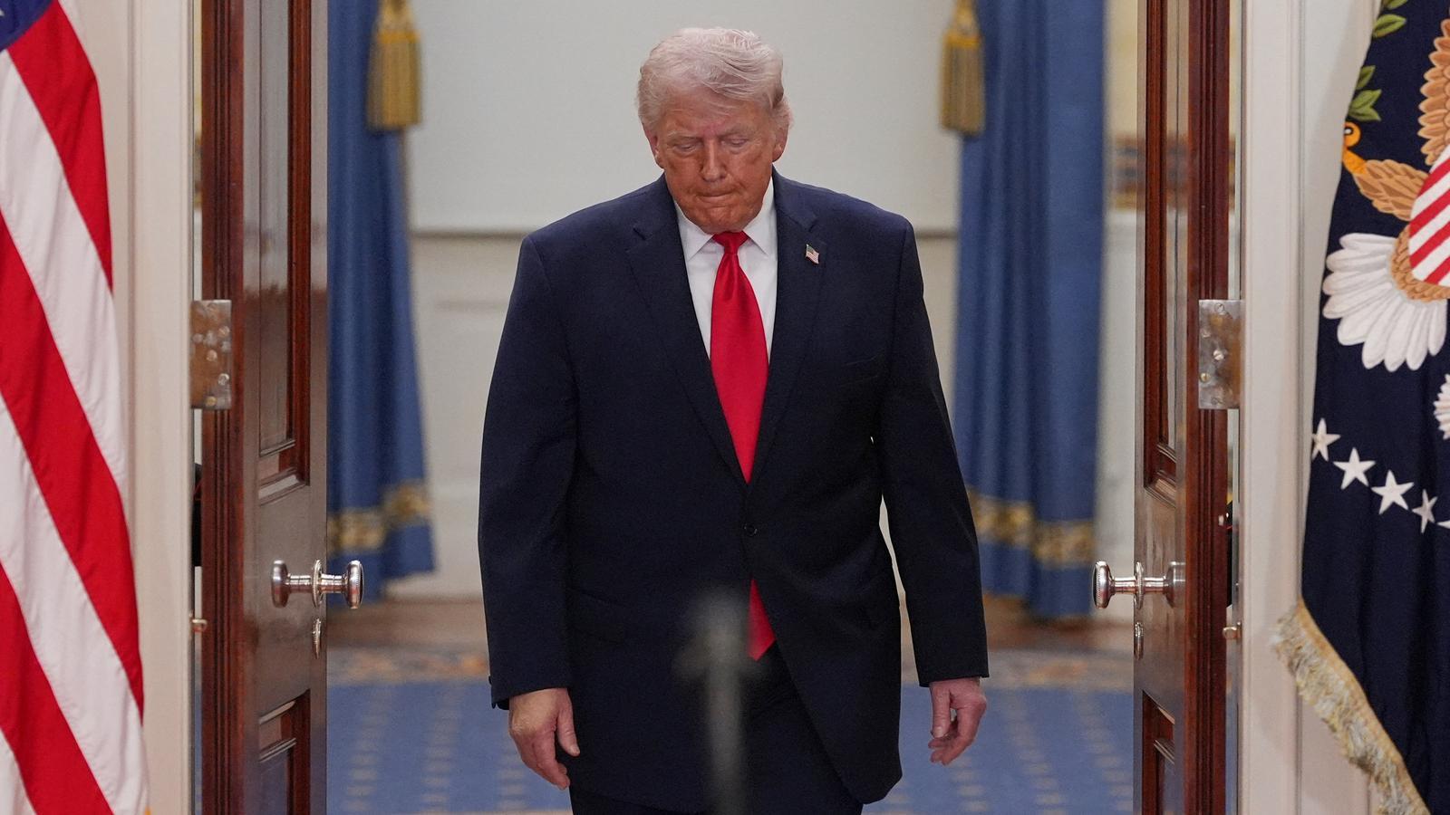 El presidente de los Estados Unidos, Donald Trump, pronuncia un discurso a la nación sobre la guerra de Irán en la Casa Blanca de Washington Jueves, 2 de abril de 2026