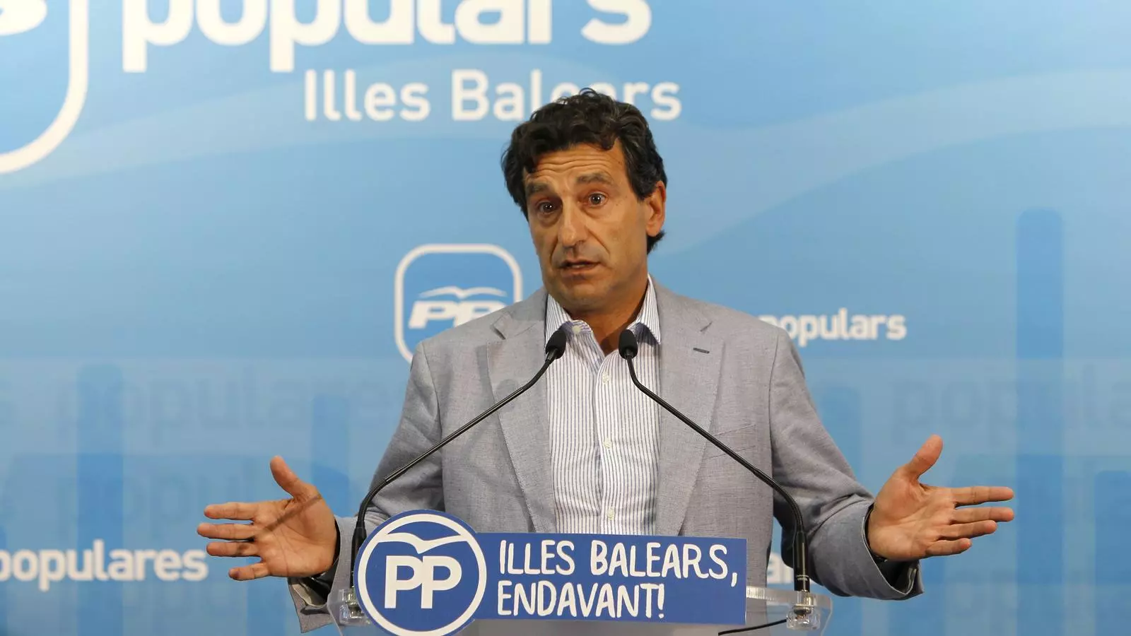 El president del PP, Biel Company, aquest dimarts, en roda de premsa.