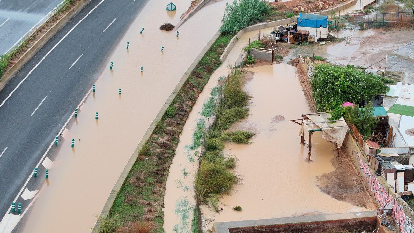 The water has affected roads in Ibiza