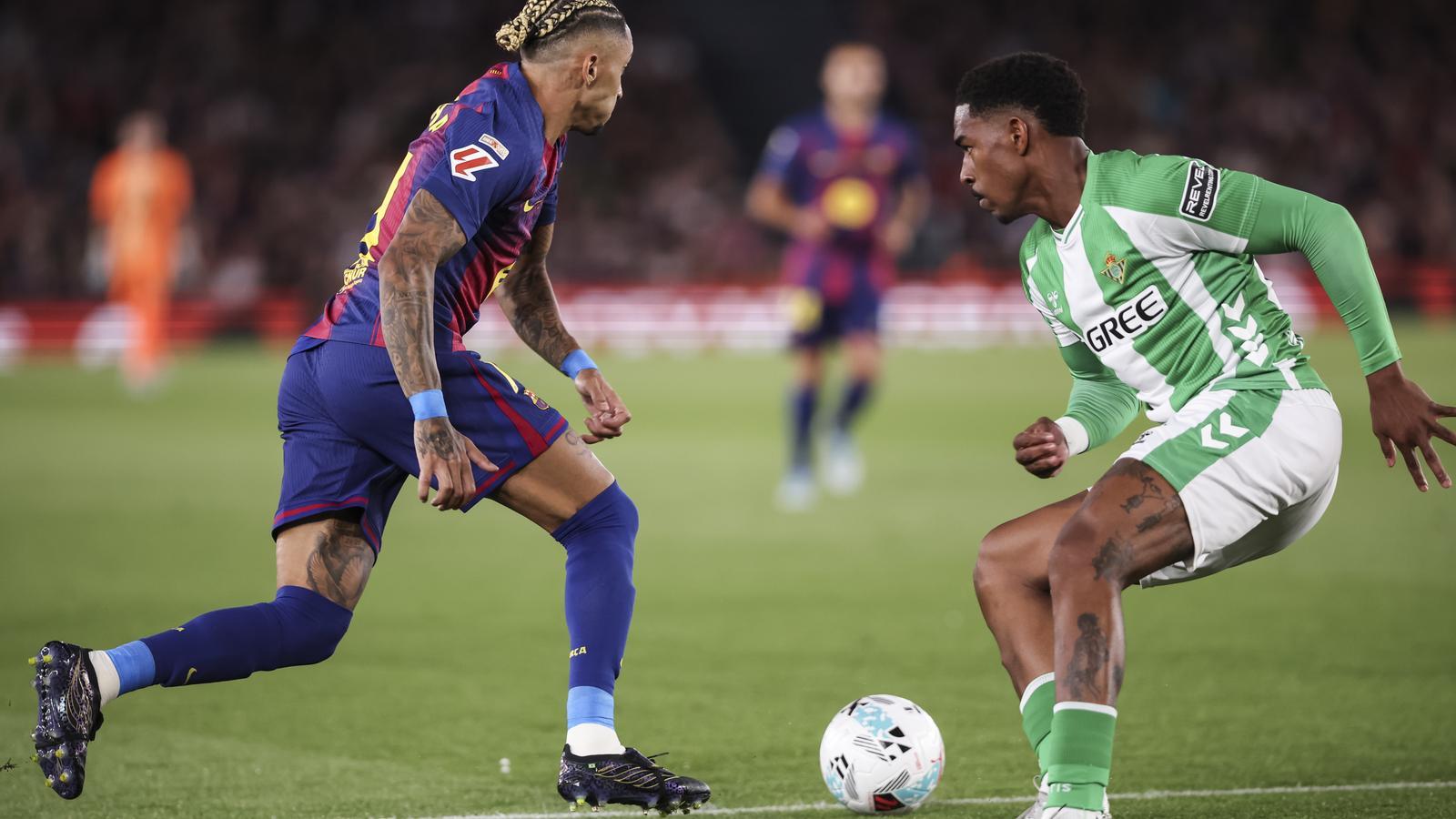 Raphinha del FC Barcelona en acción durante el partido de fútbol de la liga española, LaLiga EA Sports, disputado entre el FC Barcelona y el Real Betis en el estadio Spotify Camp Nou el 17 de mayo de 2026 en Barcelona, España. AFP7 17/05/2026 SOLO PARA USO EN ESPAÑA