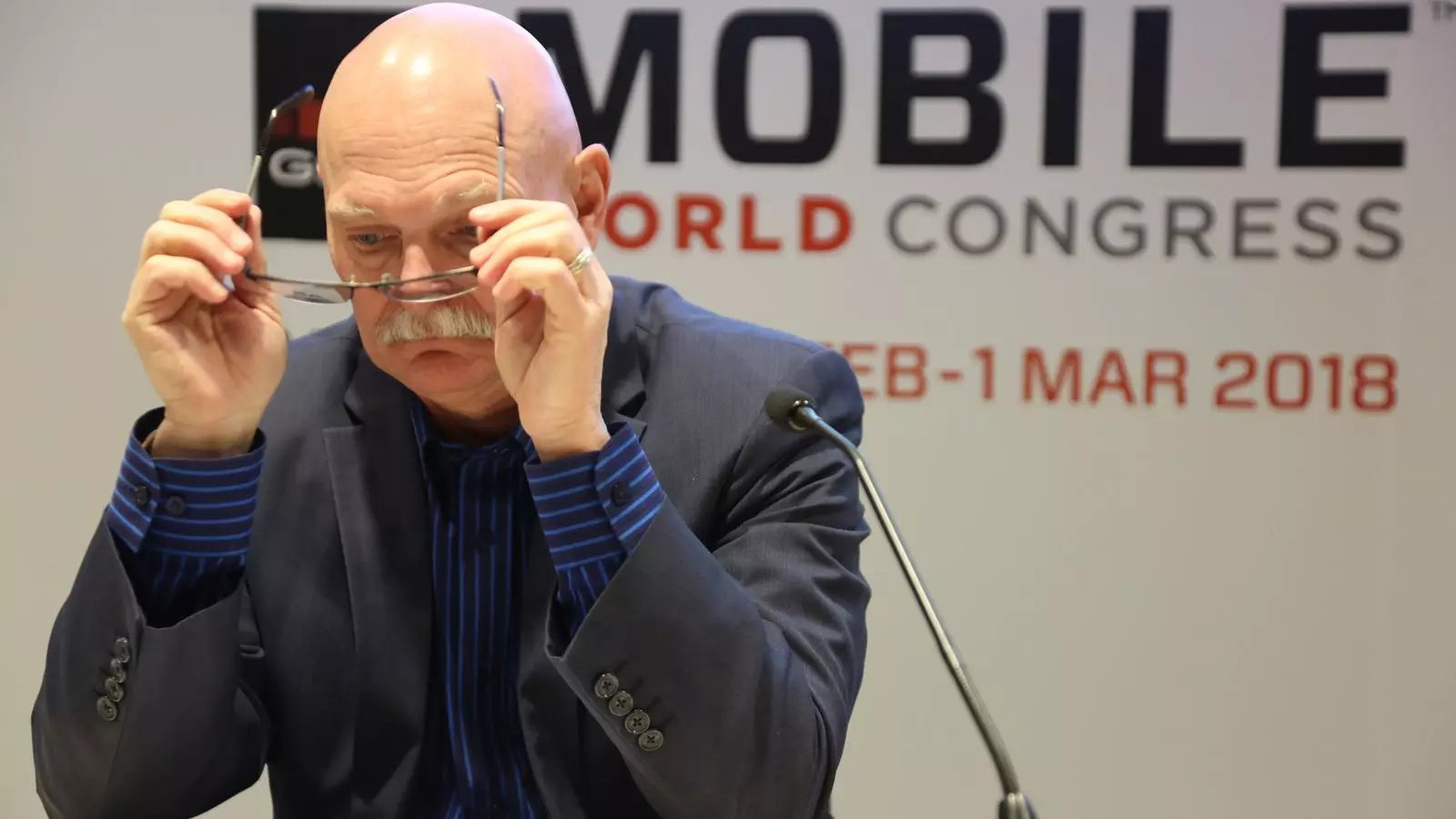 El conseller delegat de la GSMA, John Hoffman, durant la presentació.